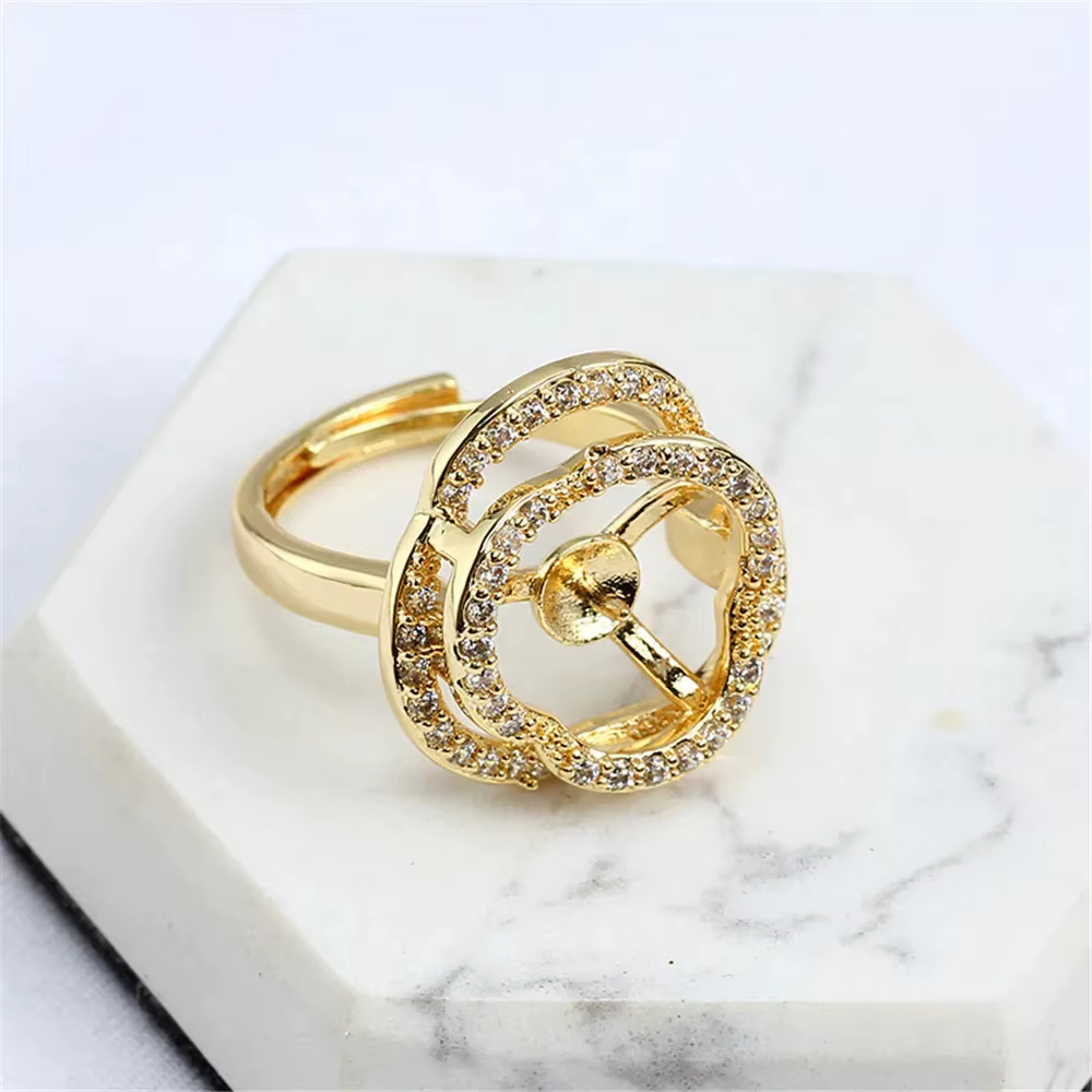 Bague de bricolage en or 14 carats, micro-ensemble, perle, accessoires, grand tempérament, ouverture