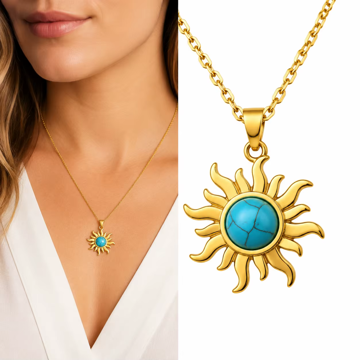Collier de luxe en acier inoxydable motif tournesol, chaîne de clavicule légère et élégante, sensati