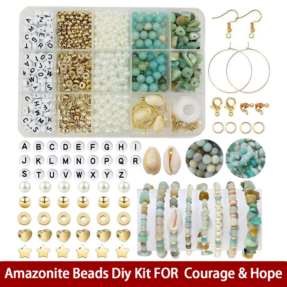 Kit de fabrication de bijoux DIY avec 1000 perles, pierres précieuses naturelles, fournitures pour a