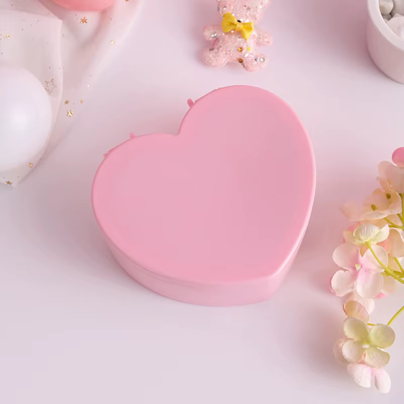 Boîte à bijoux en forme de cœur avec miroir de maquillage, présentoir à bijoux, boîte à colliers pen