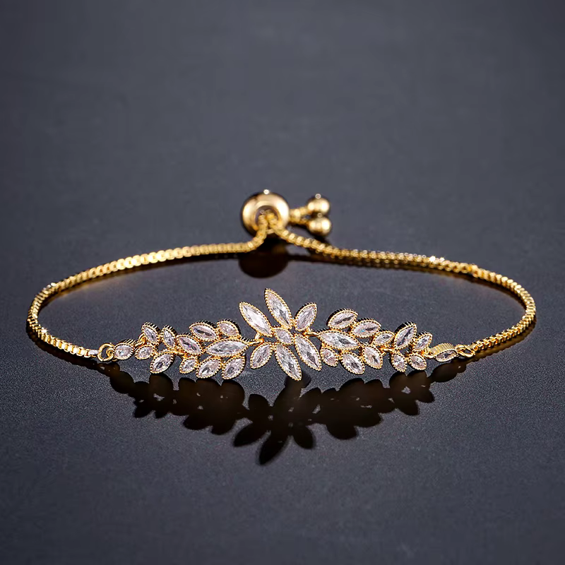 Bracelet réglable en Zircon pour femmes, feuille exquise, Marquise, breloque en zircone cubique, bij