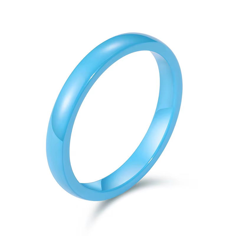 Bagues en céramique bleue lisse pour hommes et femmes, matiques de fiançailles de mariage, bandes de