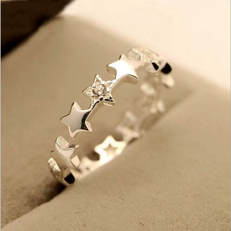Bijoux en argent Sterling 925, petites étoiles fraîches, prévention du cristal, belles bagues d'ouve