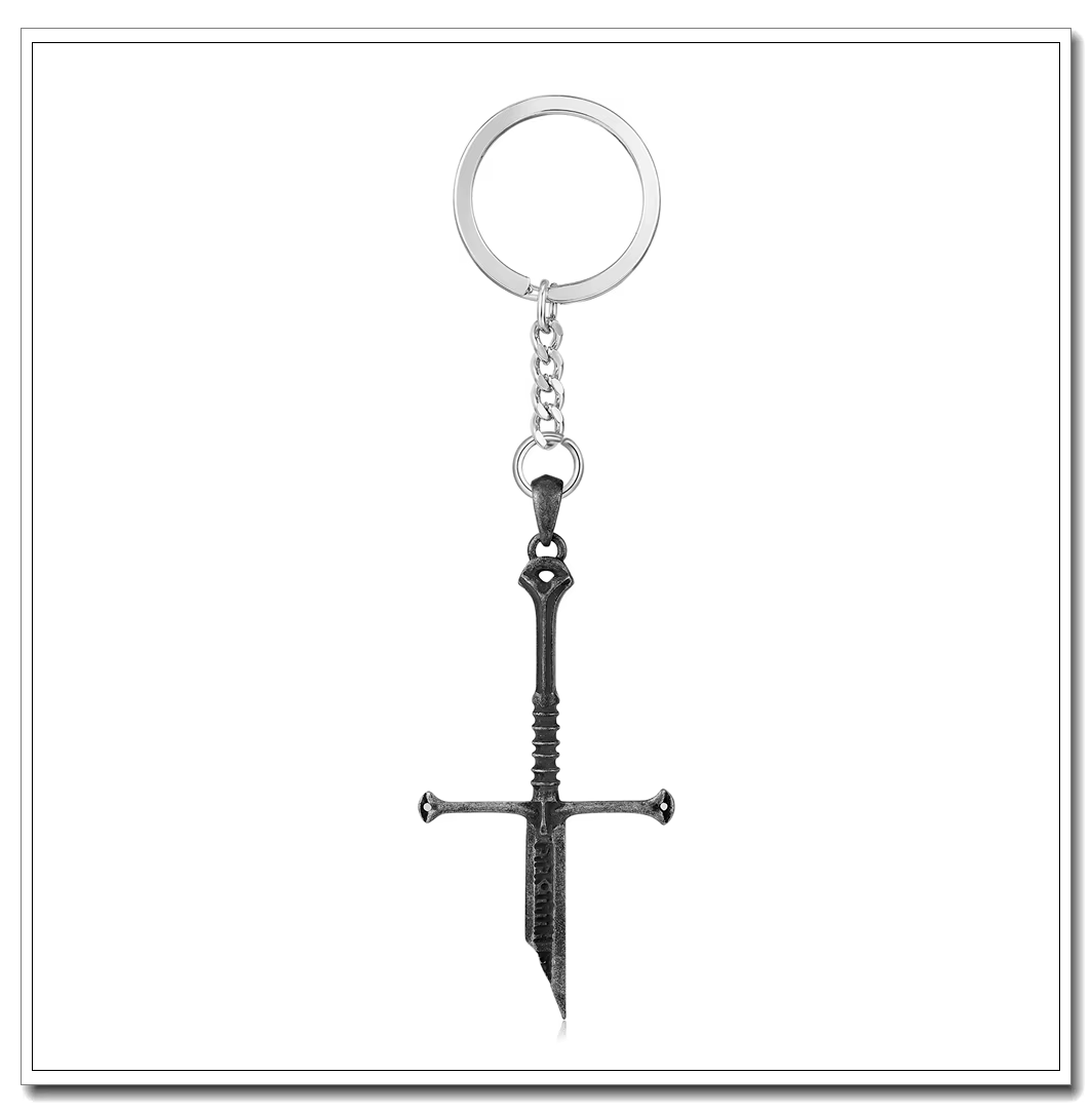 Porte-clés seigneur des Narsil, pendentif épée cassée, collier, anneaux de film, roi, bijoux cadeau 