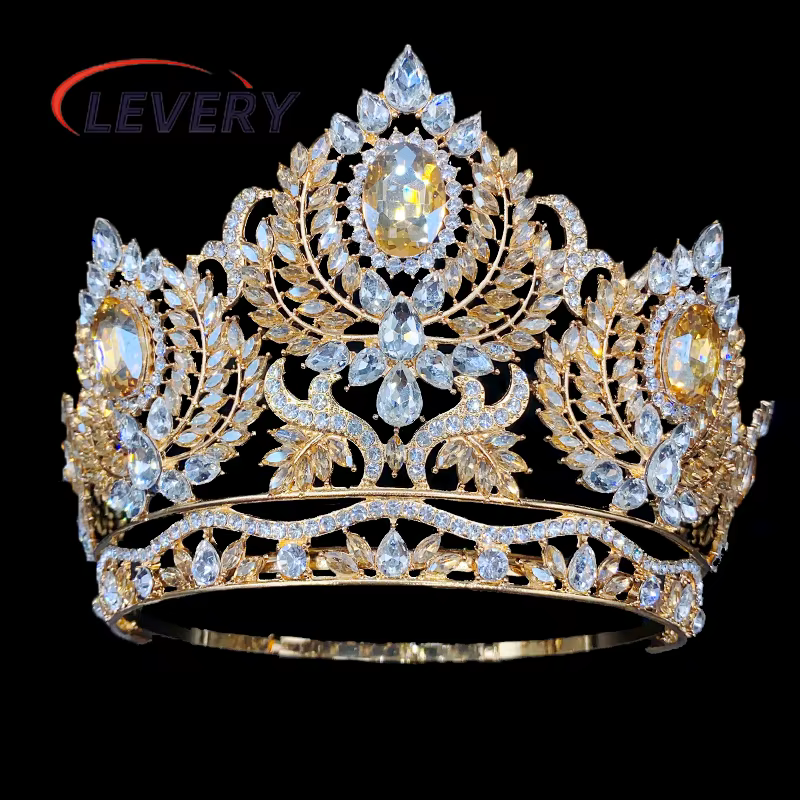 Levery – diadèmes et couronnes de reine en cristal réglables pour femmes, accessoires de bijoux pour