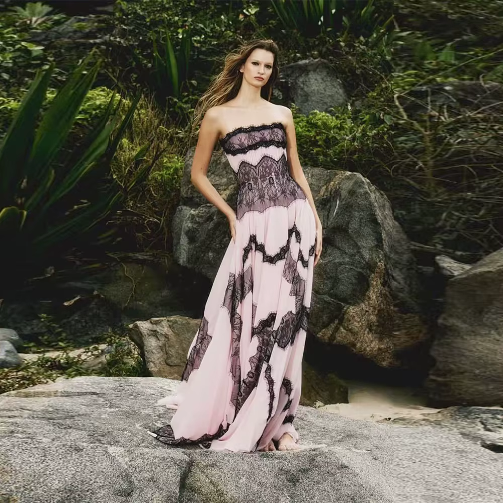LunaV BlackPink robe De mariée gothique sirène robe De mariée dentelle Appliques chérie élégante rob