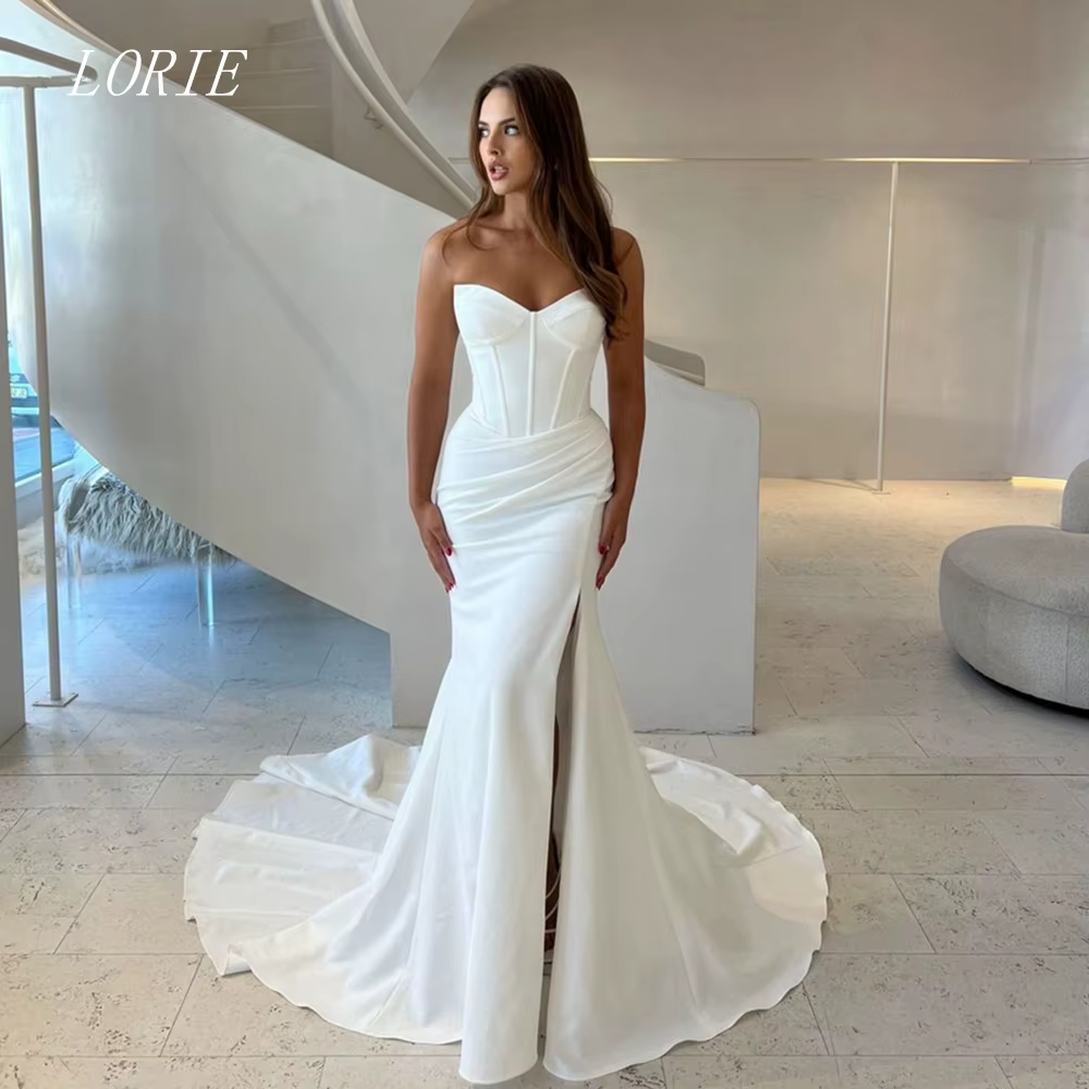 LORIE luxe auto-culture sirène robe de mariée chérie robes de mariée élégant côté limon robe de mari