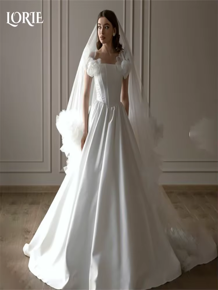 LORIE Empire 3D fleur printemps dentelle robes de mariée sans bretelles princesse bouffée robe de ma