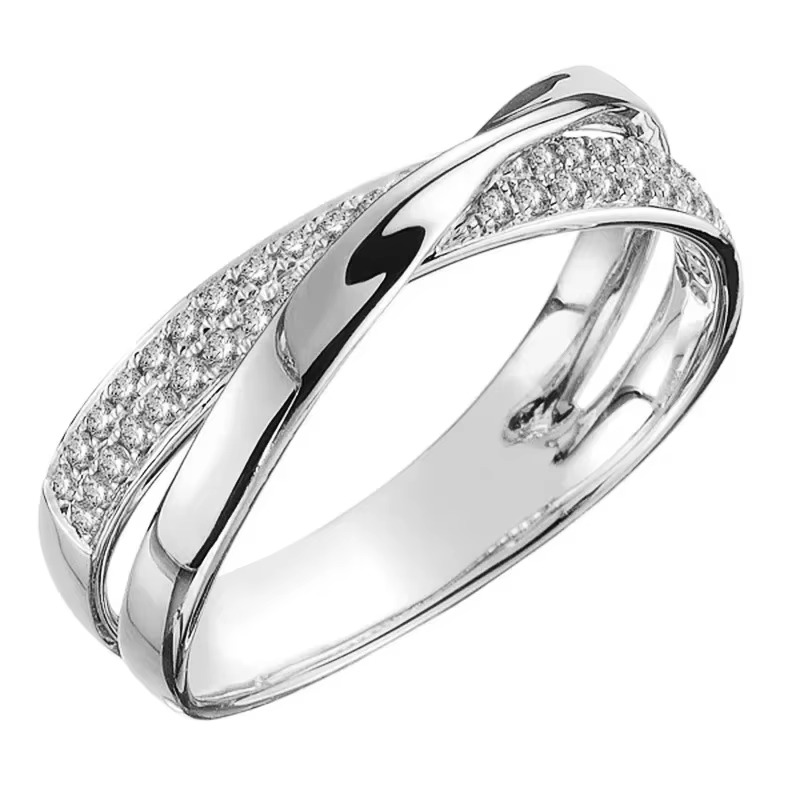 Bague femme classique deux tons X forme croix anneaux pour femmes infini éblouissant Zircon anneaux 