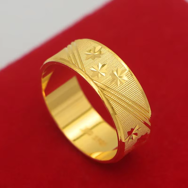 NovaGlod Couple – Bagues en or véritable 24K 9999 pour homme et femme, style rétro, riches et imposa