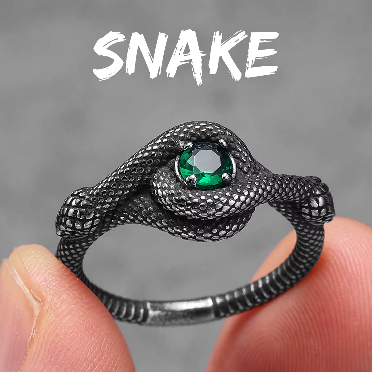 Serpent pierres précieuses Viper hommes anneaux en acier inoxydable rétro Punk Hiphop nouveau chez l