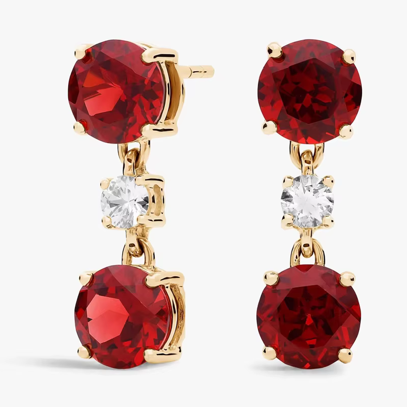 Boucles d'oreilles rondes en rubis et diamants, rubis et diamants de laboratoire, or jaune 9K/14K/18