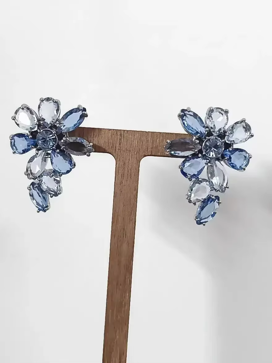 Ensemble de bijoux haut de gamme pour femmes, 2025, Original, luxe, cristal bleu, grand collier, bou