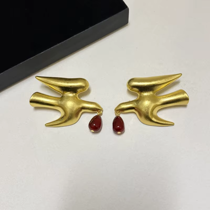 Boucles d'oreilles pendantes vintage en alliage métallique, motif colombe exagérée, pour femme, bijo