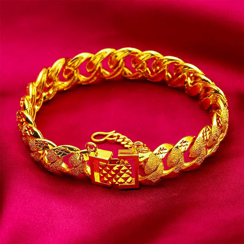 Bracelet de luxe en or véritable 9999, or véritable 24 carats, bracelet Boss, boucle M, bracelet cla