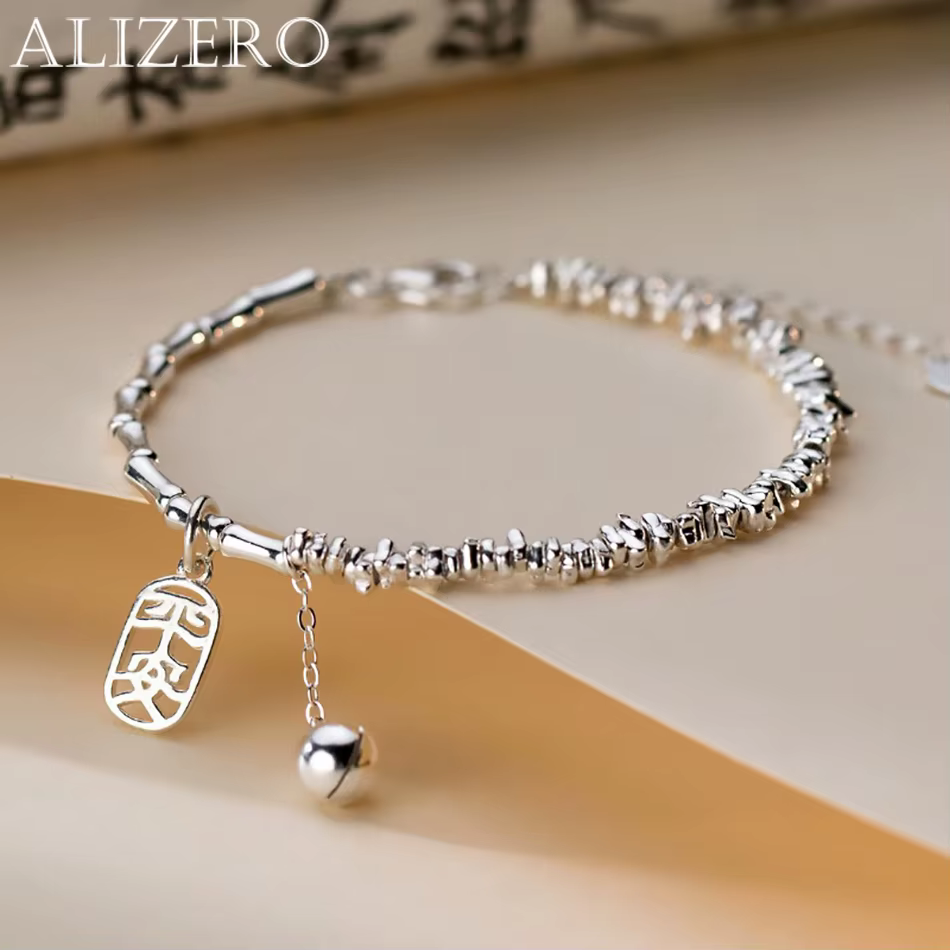 ALIZERO 925 argent cloche Bracelet à breloques pour femmes fille conception perle coréen bijoux livr