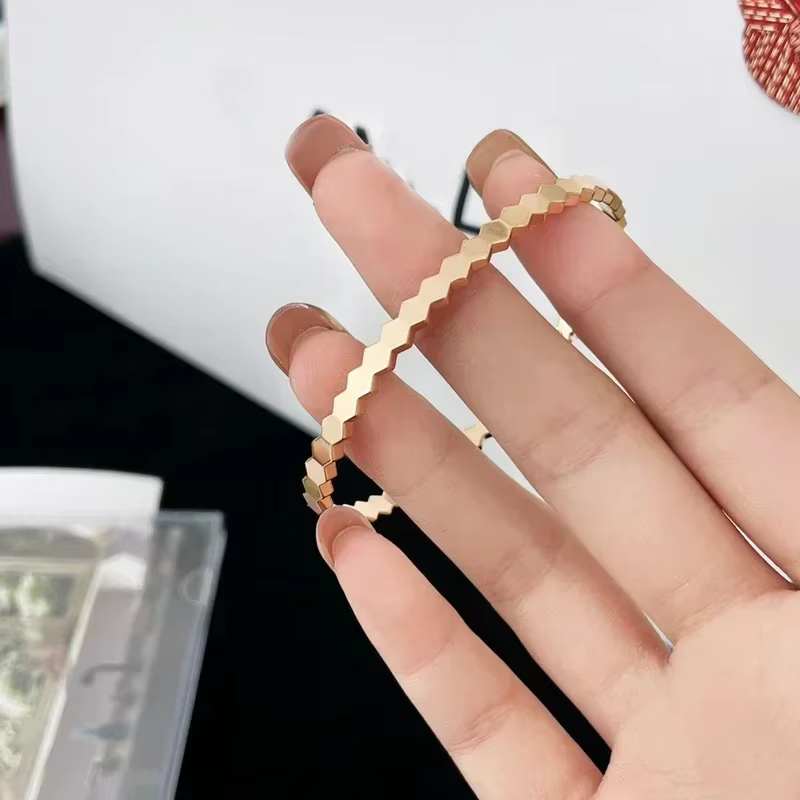 Bracelet en argent 925 de haute qualité pour femmes, motif nid d'abeille, or, bijoux de luxe, design