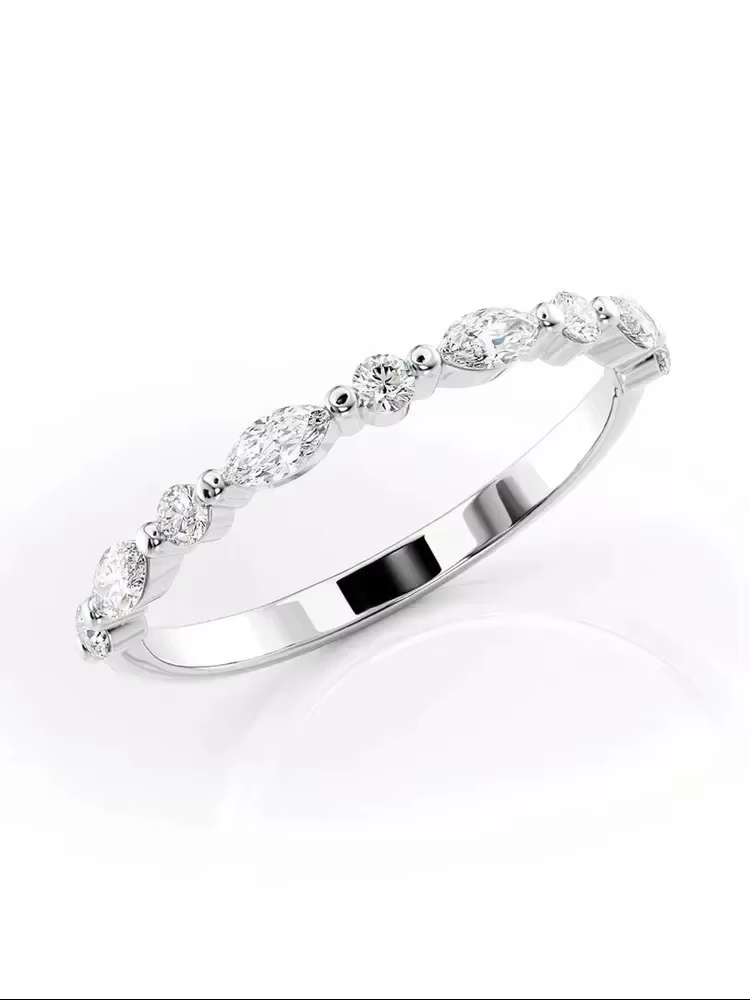 DWJ – bague ronde Marquise en diamant Moissanite véritable pour femmes, 0,18 ct, en argent Sterling 