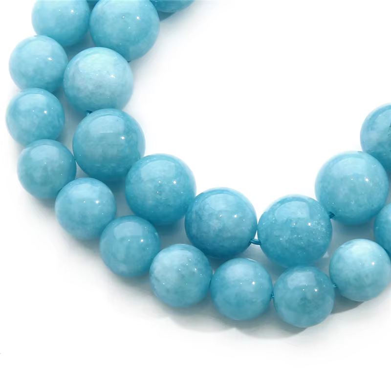 Pierres naturelles de forme ronde, perles rondelles en turquoise bleue, pour la fabrication de bijou