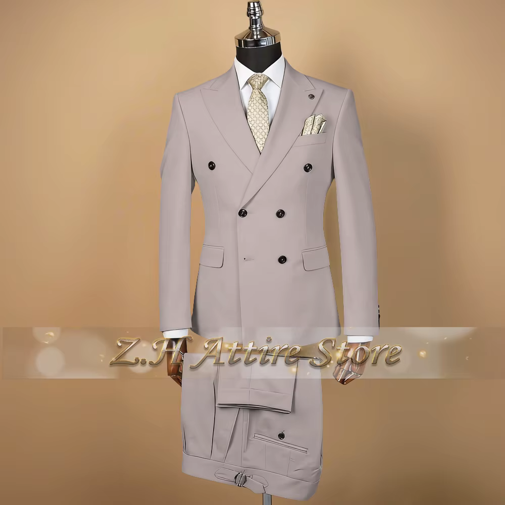 Costume formel pour homme vert sauge 2 pièces, veste à revers pointus et pantalon croisé, idéal pour