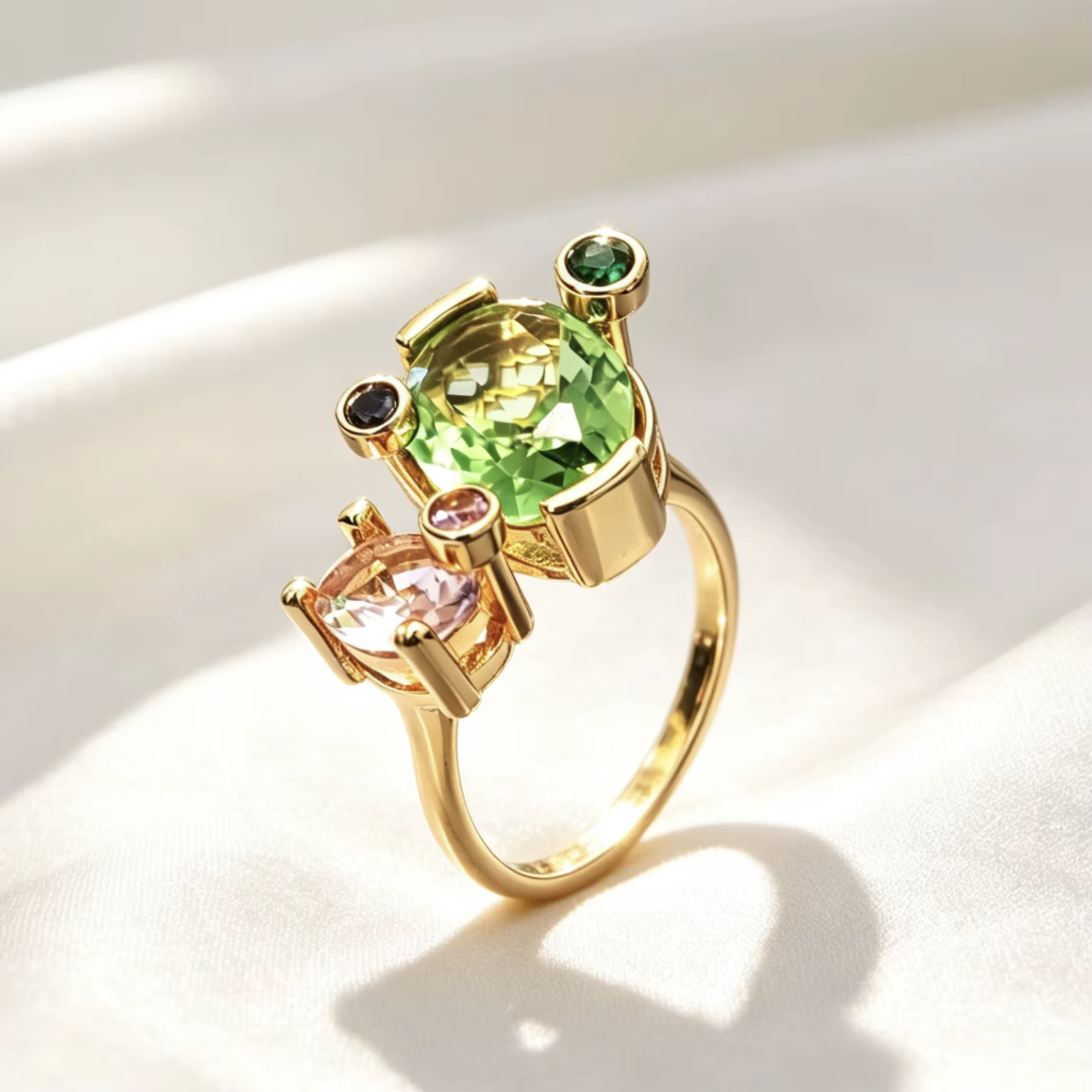 Bague pour femme en deux tons, style européen et américain, luxueuse et élégante, avec pierres préci