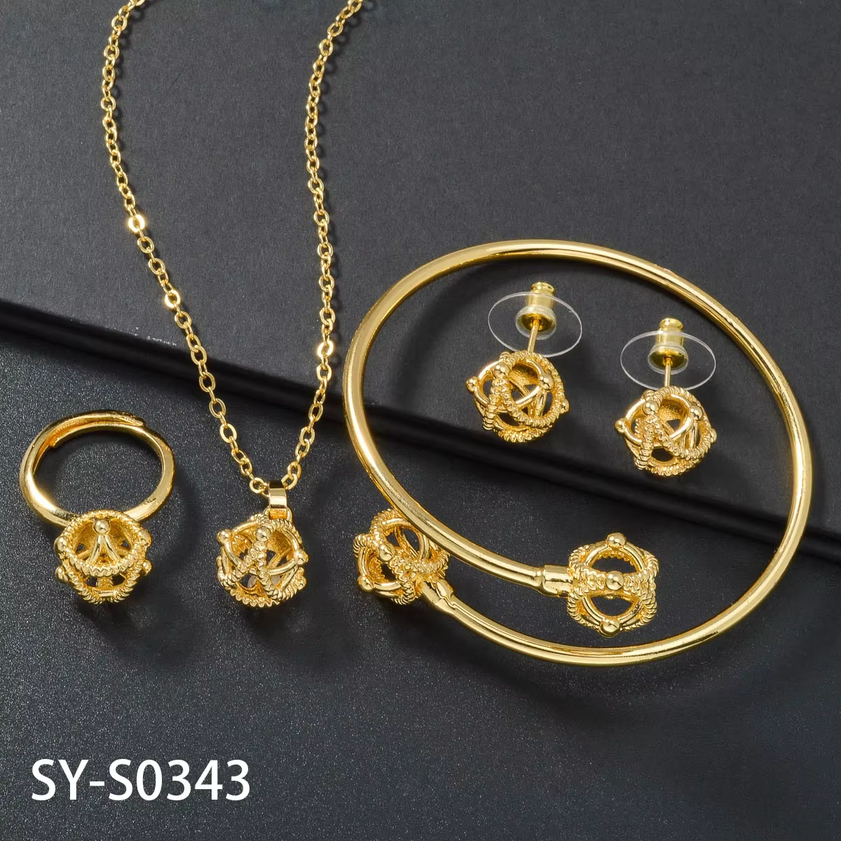 ZEADear – ensemble de bijoux de mariée, boucles d'oreilles plaquées or, collier, Bracelet, bague, ch