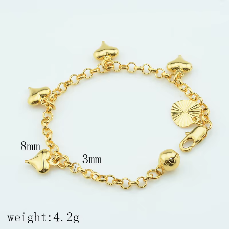 1 pièces 3mm litière bébé enfants filles couleur or mignon coeur Bracelets Rolo chaîne Bracelets jou