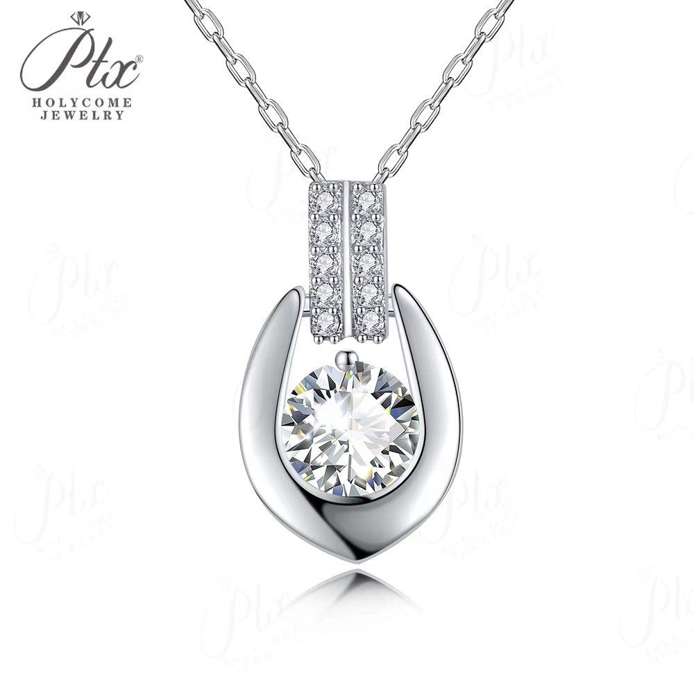 Pendentif Moissanite en argent sterling 925 plaqué or ​ Bijoux de mariage élégants, testeur de diama