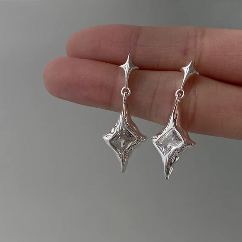 ANENJERY – boucles d'oreilles pendantes en Zircon pour femmes, étoile carrée irrégulière, Design de 