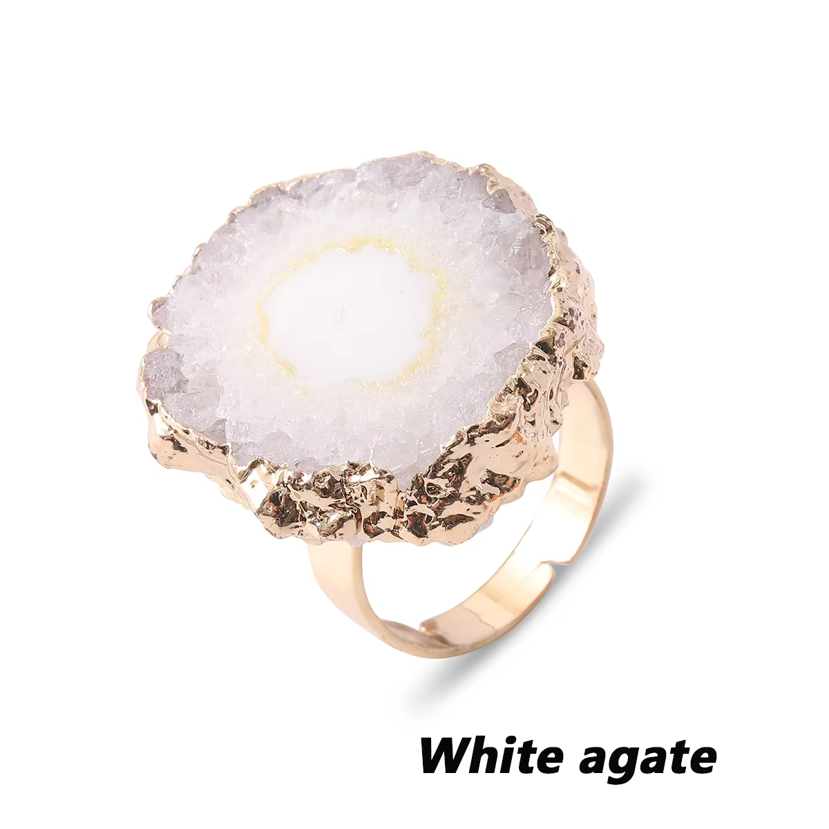 Pierre naturelle géode gris Agate bleu Agate vert Agate bague forme irrégulière anneau réglable femm