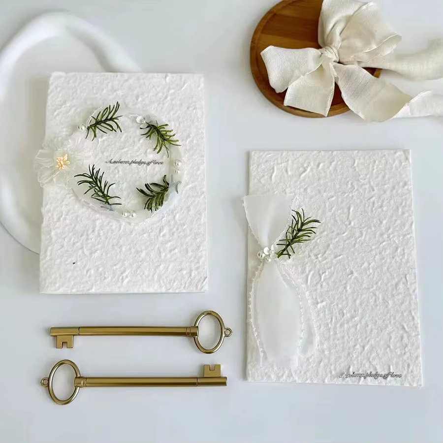 1 Paire de Cartes de Vœux de Mariage et de Fiançailles DIY pour la Mariée et le Marié, Décoration de