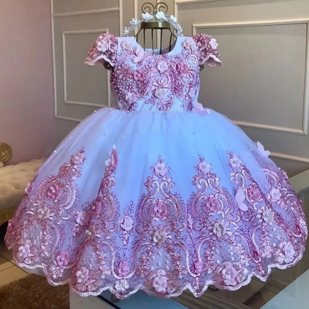 Robe de demoiselle d'honneur personnalisée rose et violette pour mariage, première fête de Noël, ave