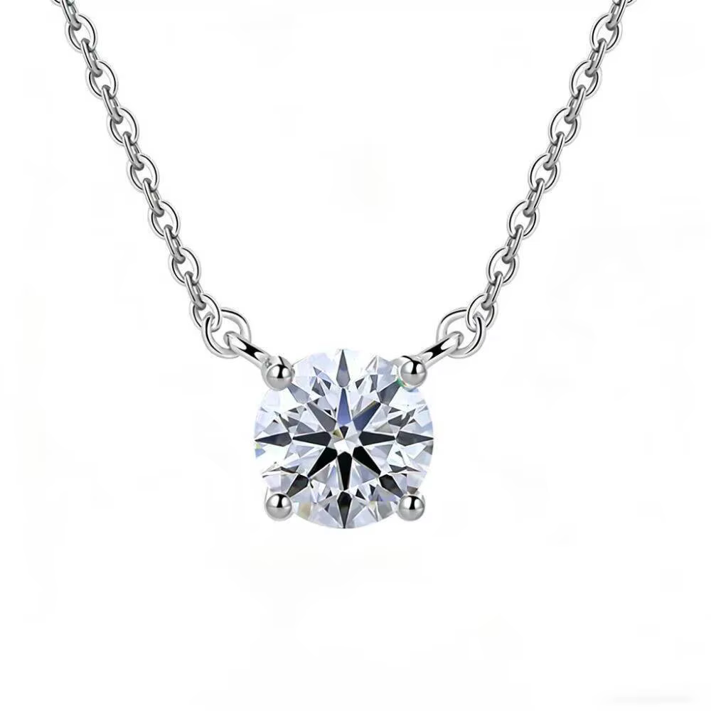 JoiasHome – collier en argent Sterling S925 pour femmes, pendentif simple à quatre griffes, chaîne d