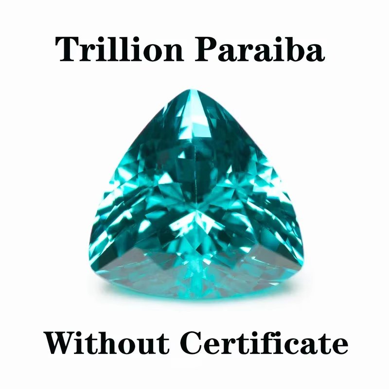 Saphir Paraiba cultivé en laboratoire, taille triangle et triligne, pour bijoux DIY (bague, collier,
