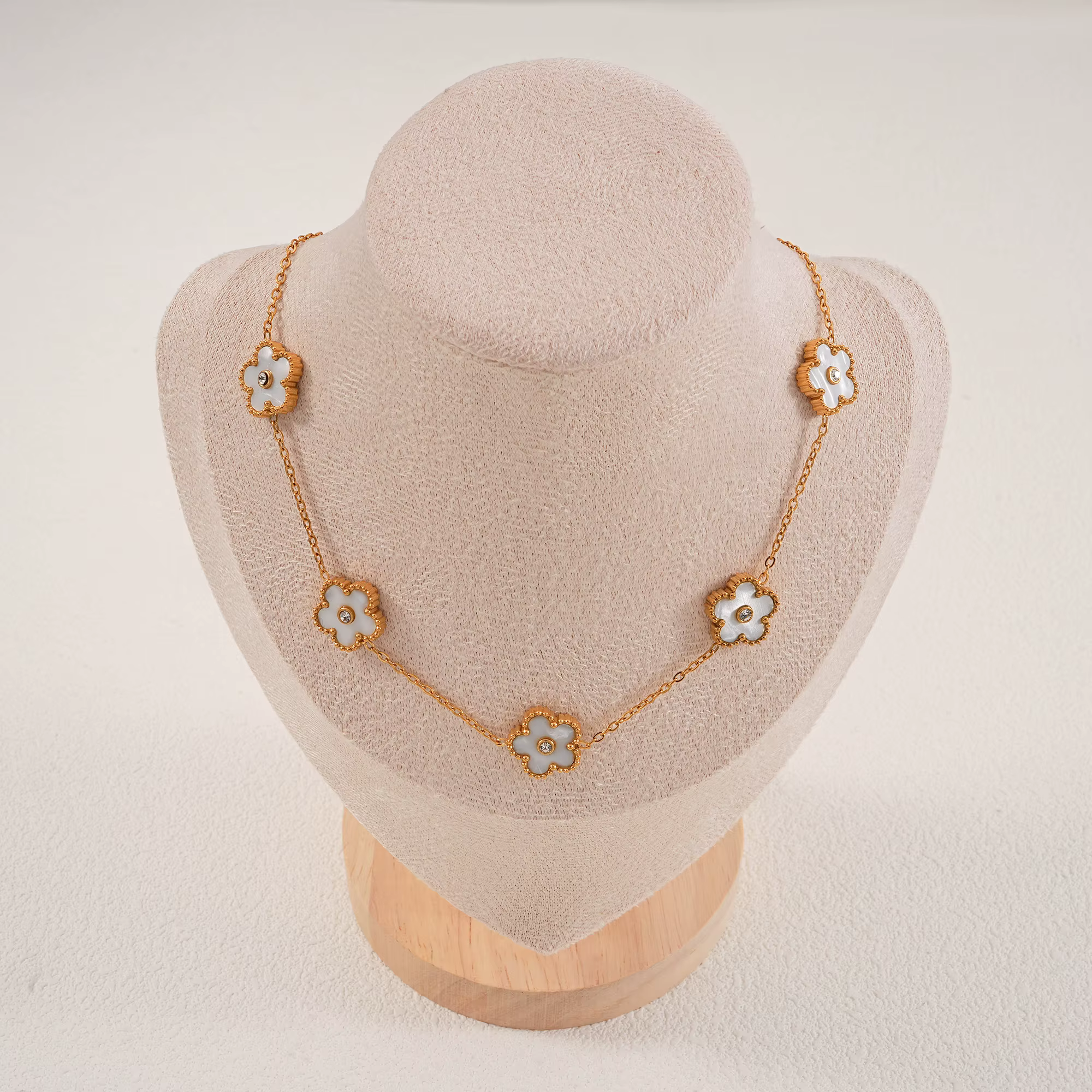 Collier Y vintage en or avec pendentif fleur pour femme, collier en émail, chaîne fine en or avec cr