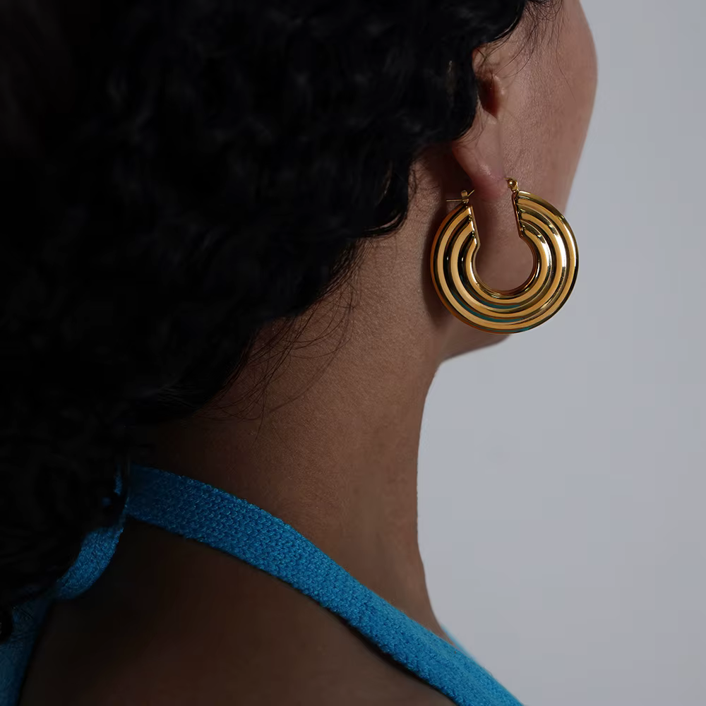 Boucles d'oreilles Bergame personnalisées autour de la bague pour filles, style géométrique pour pet