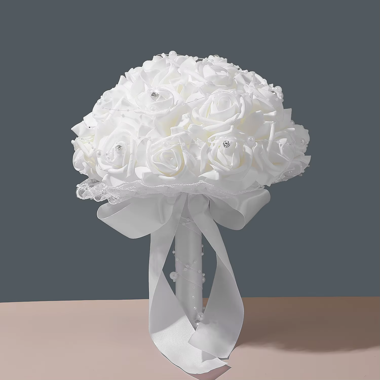 Bouquet de Roses Élégantes avec Fleurs, Fait à la Main, pour Mariée, Demoiselle d'Honneur, Décoratio