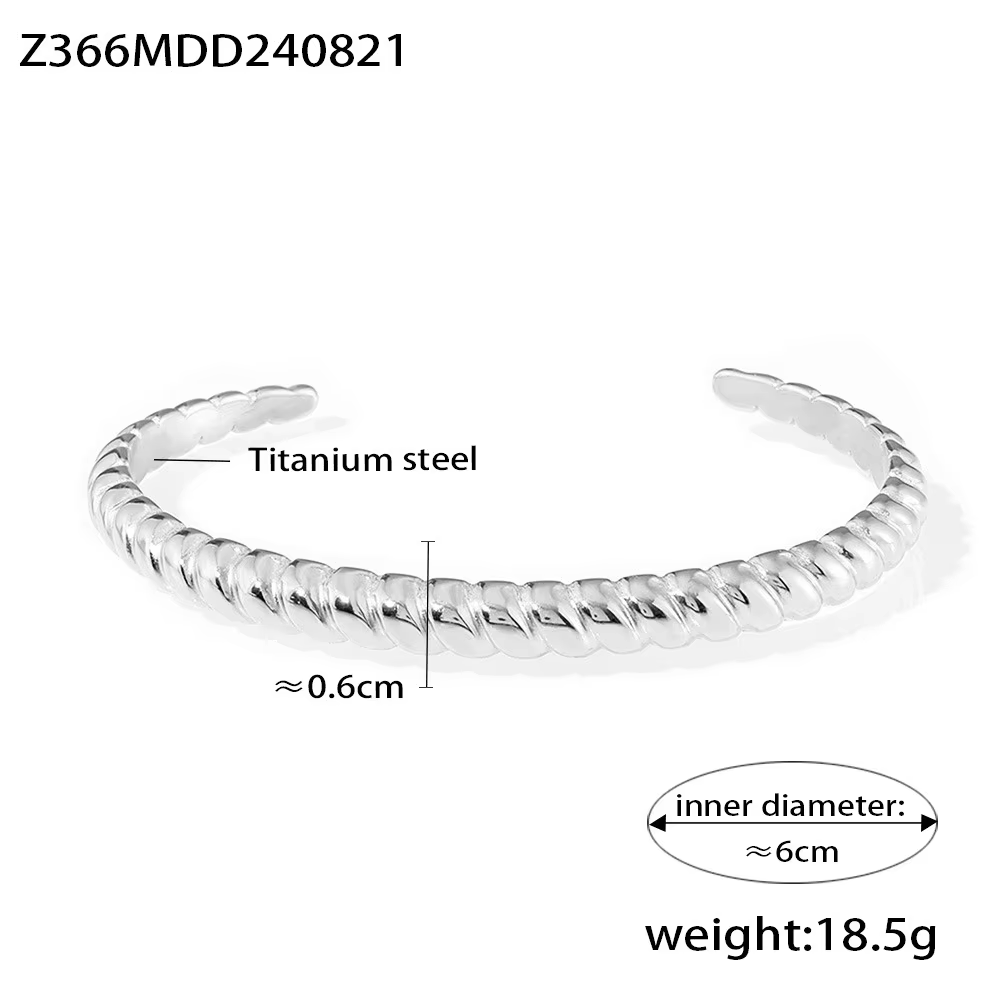Bracelet fileté en acier titane plaqué or véritable 18 carats, ouverture Non réglable, géométrie min