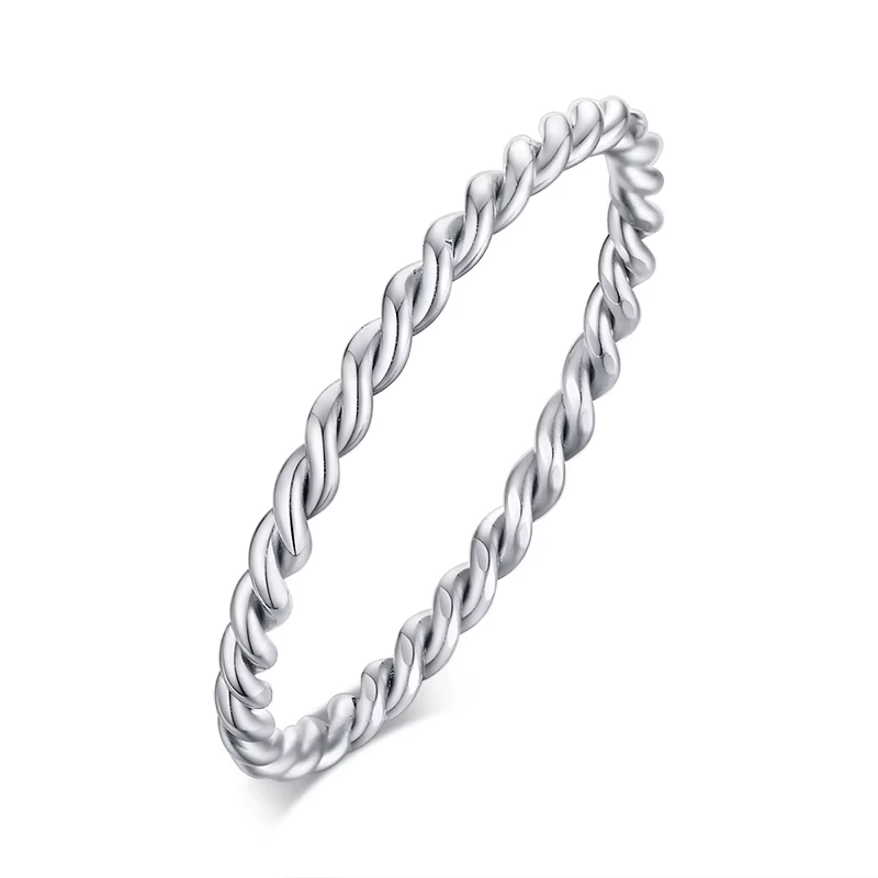 Bague mince Chic en corde torsadée pour femmes, bagues de mariage en métal en acier inoxydable, nouv
