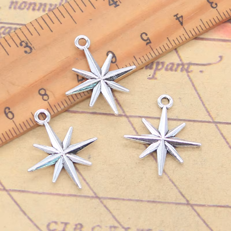 20 pièces breloques Polestar pôle étoile du nord 23x20mm Antique couleur argent pendentifs faisant b