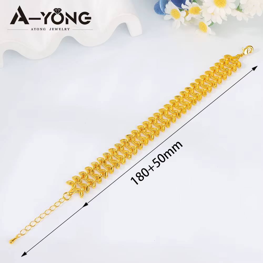Bracelet de mode Dubaï plaqué or 21 carats, bracelet élégant multi-rangs de style arabe, bijoux de m