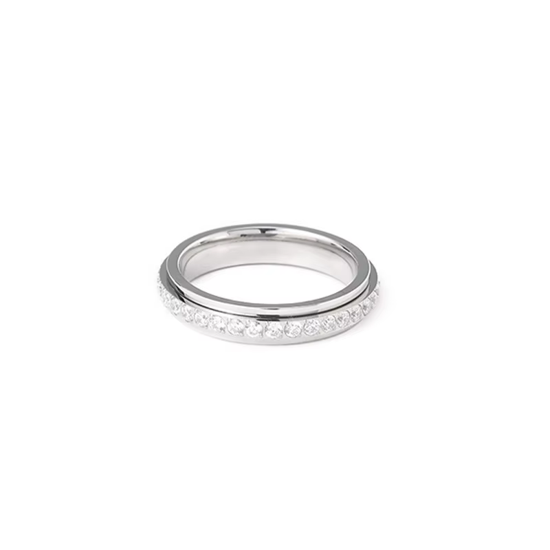 CARLIDANA bague rotative Spinner Spinning Fidget Anti-anxiété plaqué or Zircon titane acier femmes b
