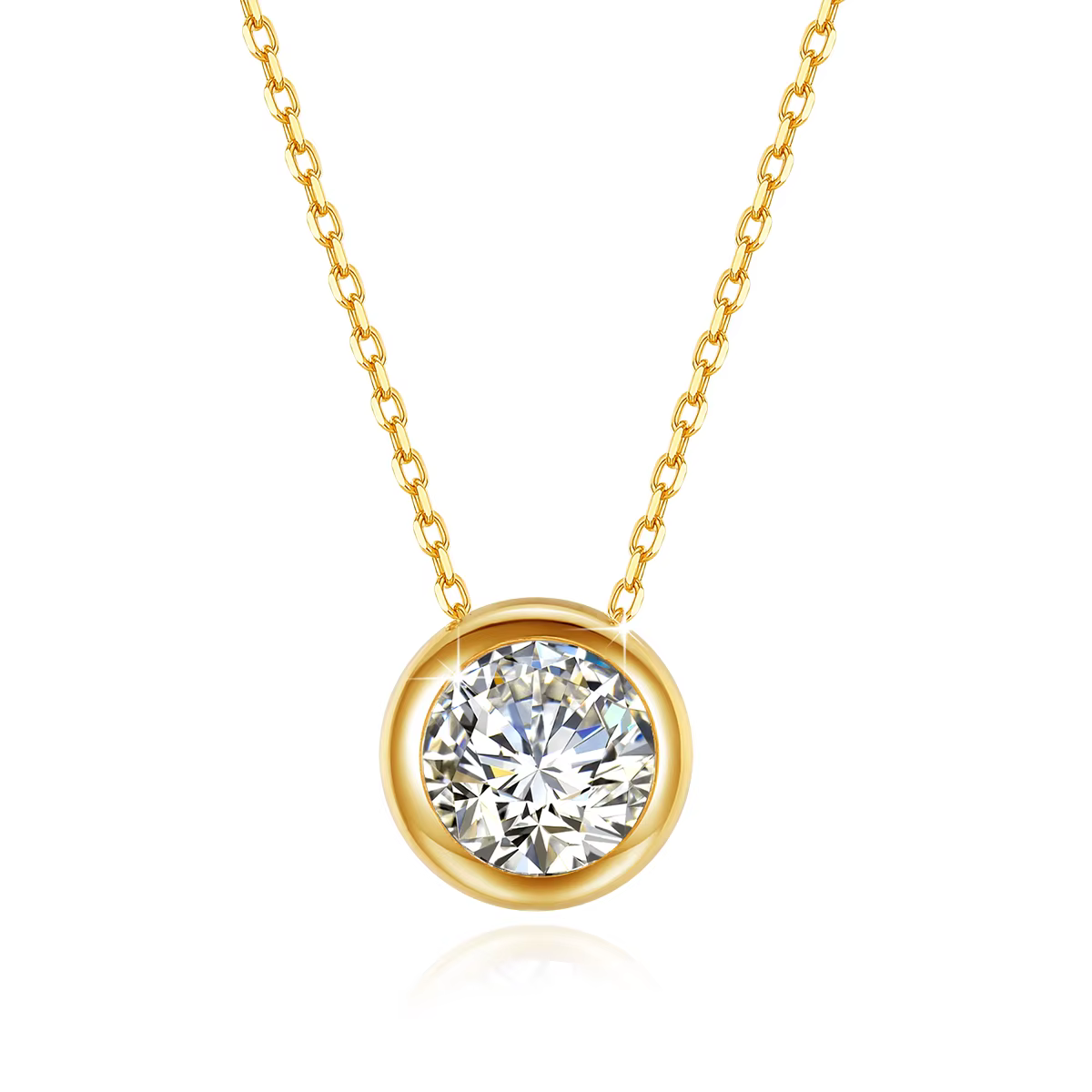 SDOOU – collier classique en or véritable 18 carats, 0.5-1ct, solitaire, avec pendentif en moissanit