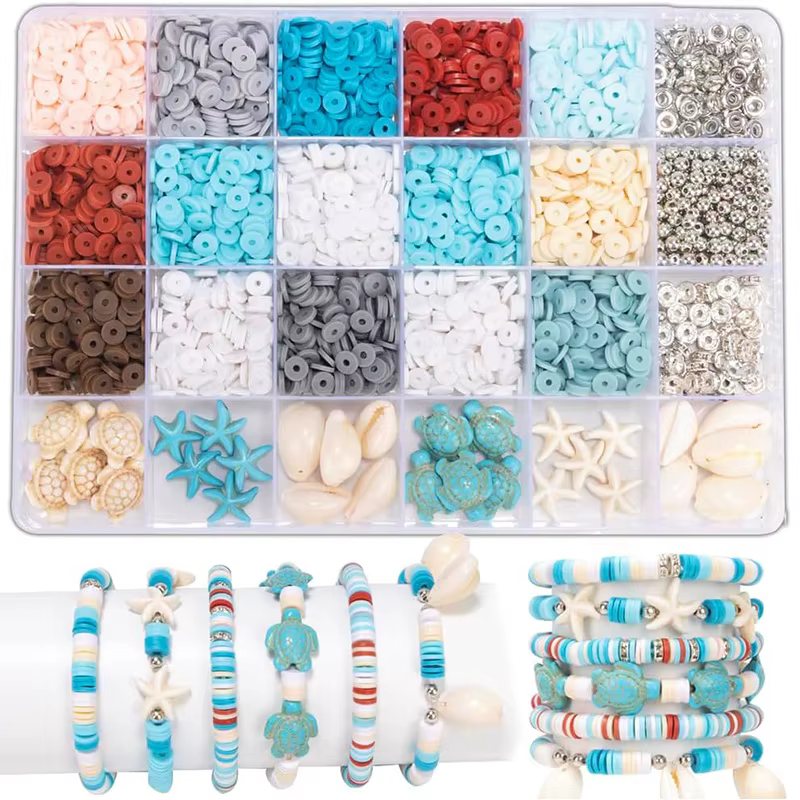 Kit exécutif de bijoux Ocean Breeze, perles en argile polymère, thème de l'été, bracelets de bateau 