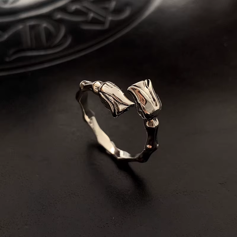 Bague ouverte réglable en forme de bourgeon de Rose rétro pour femmes, Punk gothique, bijoux paresse