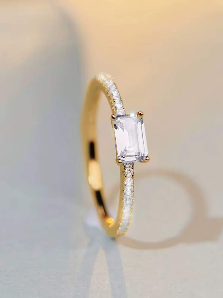 Bague carrée en argent Sterling 925 et Zircon pour femmes, Simple, Vintage, coupe émeraude, fiançail