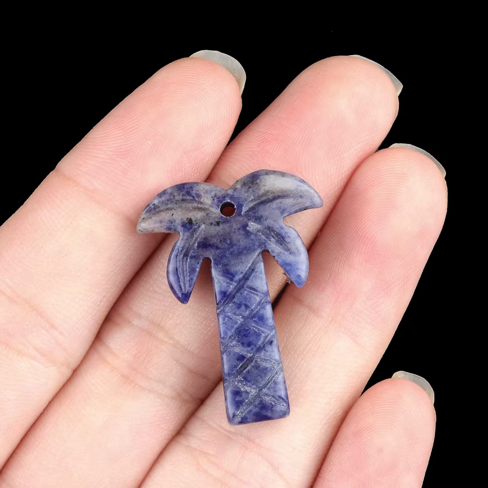 Pendentif en pierre Semi-précieuse naturelle en forme de cocotier, Sodalite, pour la fabrication de 