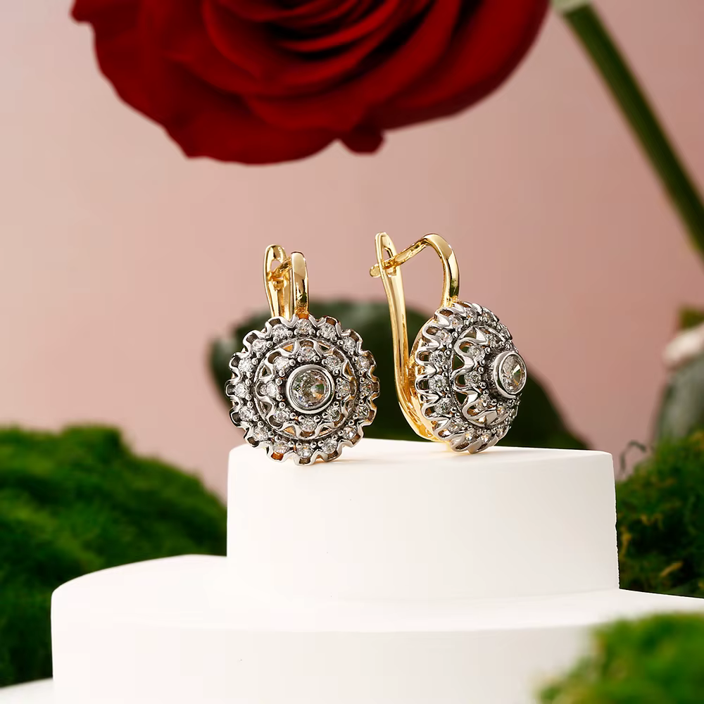 Boucles d'oreilles en vermiculite incrustée de conesh creux, bijoux à la mode plaqués or 14 carats,