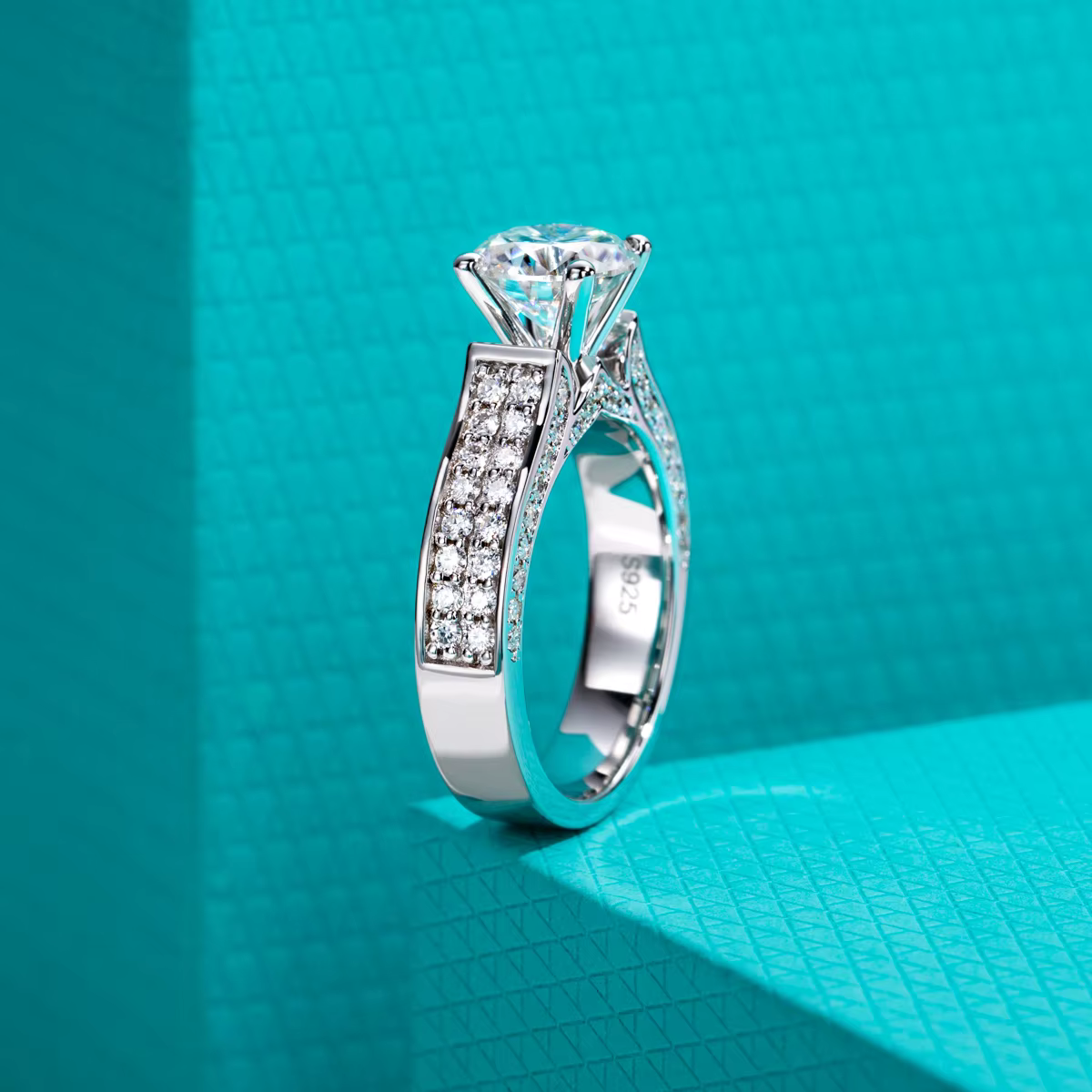 AnuJewel 2ct Moissanite bague de fiançailles pour les femmes 925 en argent Sterling 18k plaqué or D 