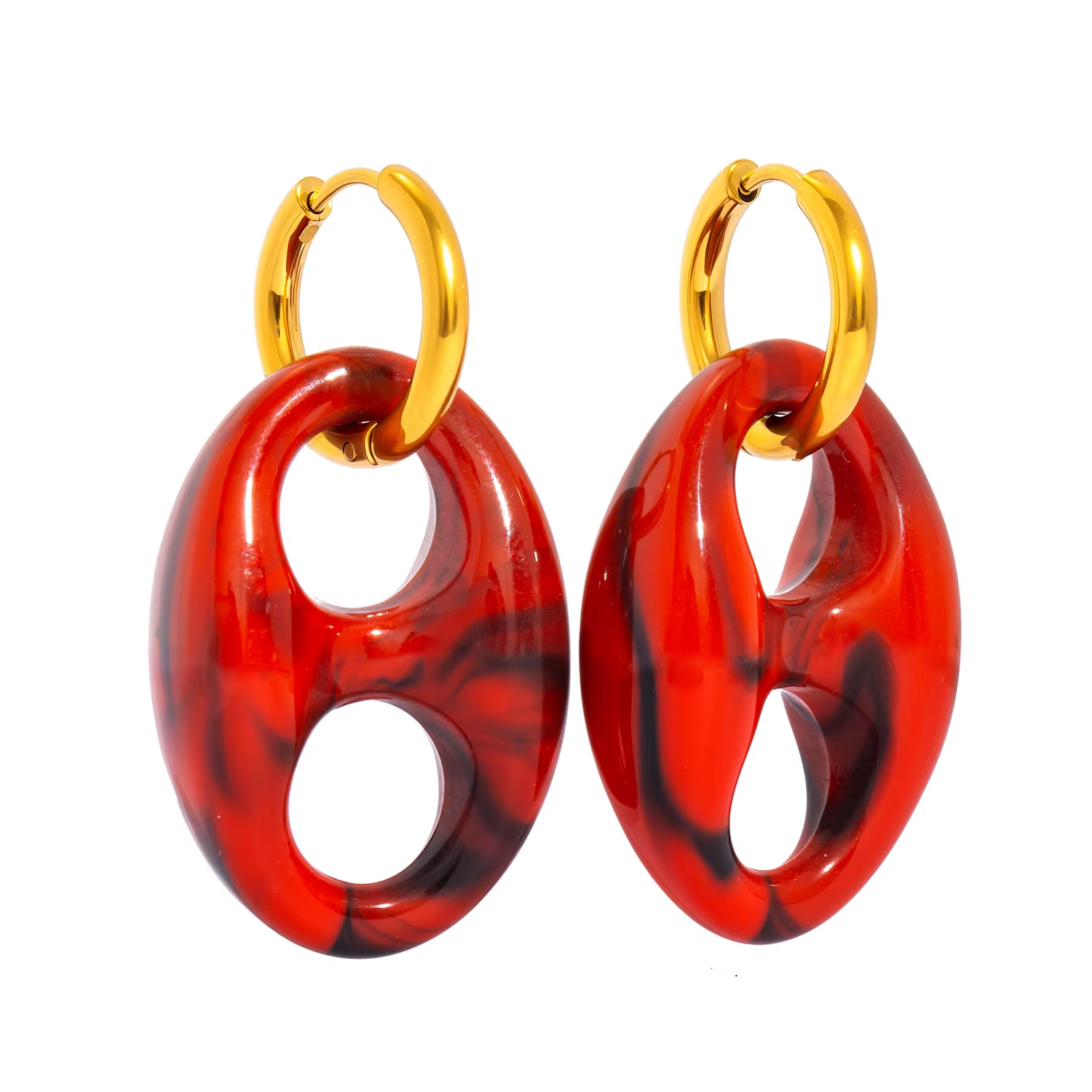 Boucles d'oreilles double trou pour femme - Pendantes et créoles convertibles, en acier inoxydable p